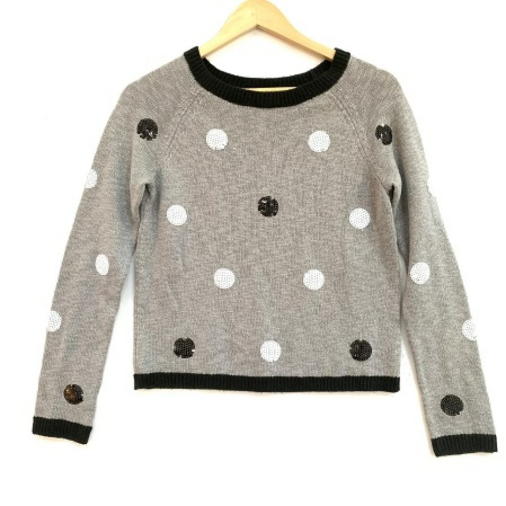Justice Girls Polka Dot Sequin Knit Sweater